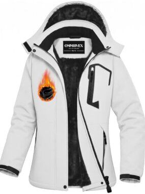 Women Waterproof Windbreaker Ski Jacket Winter Coat Rabbit-Fur Lined